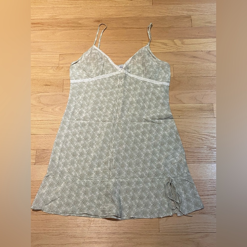 Etam Nightgown Dress Lingerie Small Cotton/Silk Blend Light Green Lace NEW NWOT